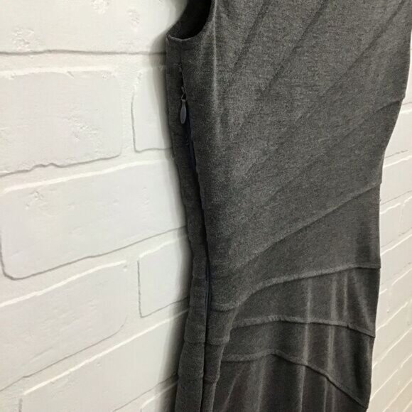 London Times sheath dress charcoal grey short sleeves slimming size 4 - Picture 6 of 13